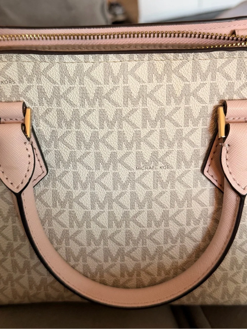 Michael Kors Blush Pink and Beige Logo Satchel